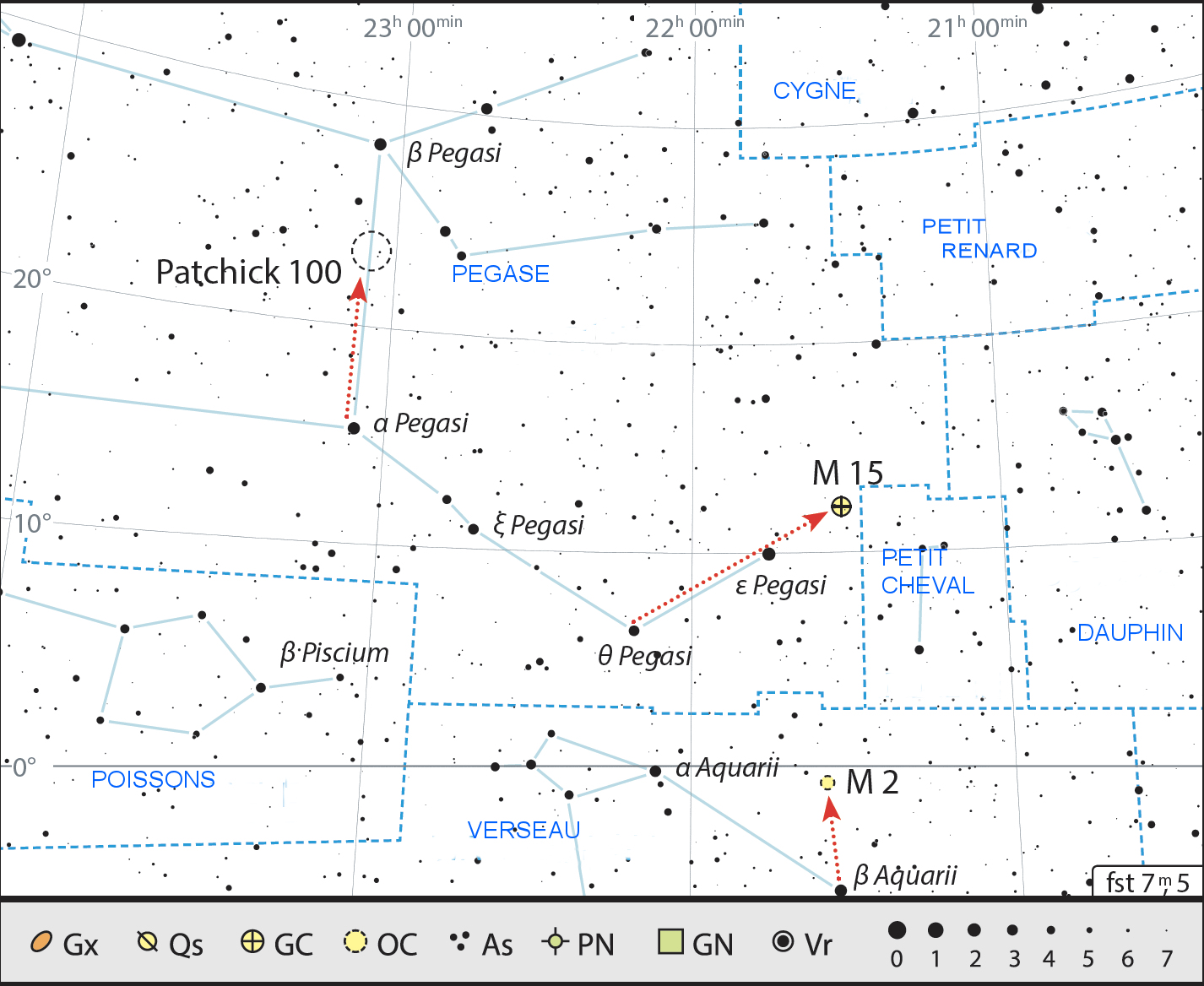 Cette randonnée jumelles en mains nécessite de parcourir de longs trajets pour trouver d’intéressants objets autour de la constellation de Pégase. J. Scholten